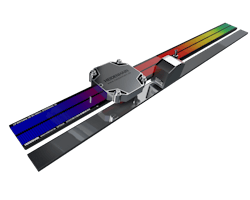 Figure 2. An LIP 6000 Dplus linear encoder alongside a GAP encoder, showing the gradations used for Multi-DOF measurements. Source: Heidenhain